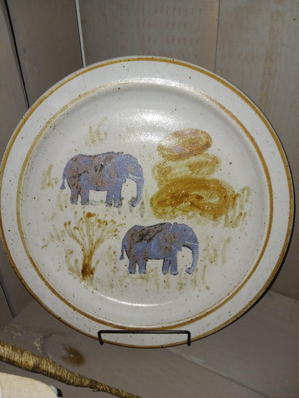Blue Elephant Decorative Ceramic Large Pottery Plate